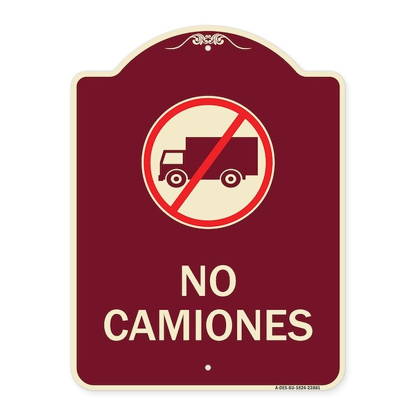 Spanish Traffic No Camiones No Trucks W/ Graphic Heavy-Gauge Aluminum Sign, 24" x 18", BU-1824-22881